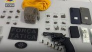 A operação conjunta da 8ª CIPM resultou na prisão de um homem por posse de arma e tráfico de drogas em São José de Mipibu - Divulgação/PMRN