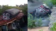 [VÍDEO] Caminhão cai em rio após ponte de madeira desabar