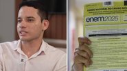 O estudante de Medicina Edcley Teixeira, já suspeito de antecipar perguntas do segundo dia da prova, pode ter tido acesso também a itens aplicados no primeiro domingo do exame. - Foto: Reprodução/TV Globo e Angelo Miguel/MEC.