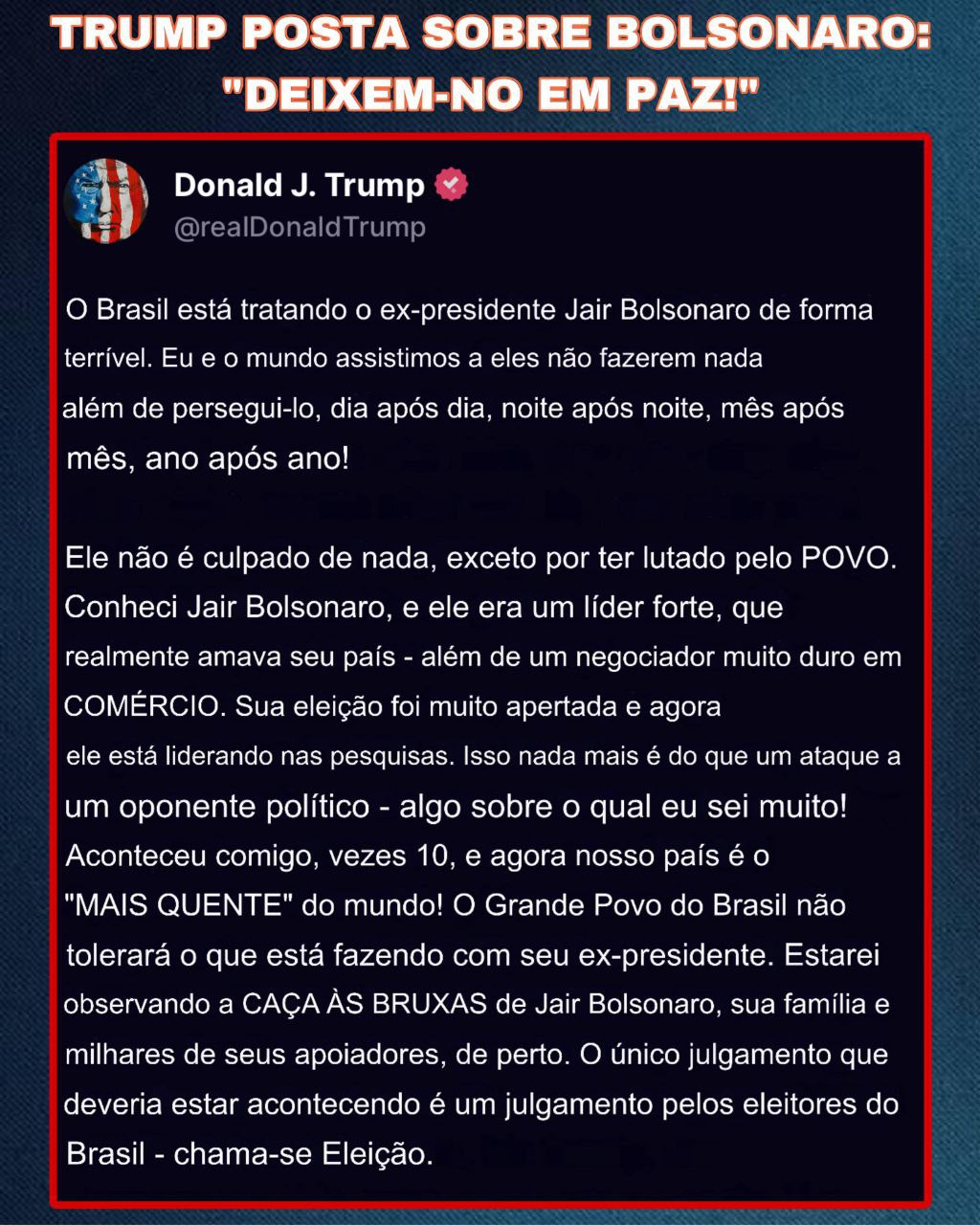 imagem postagem Trump