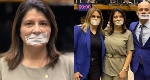 deputados com esparadrapo na boca