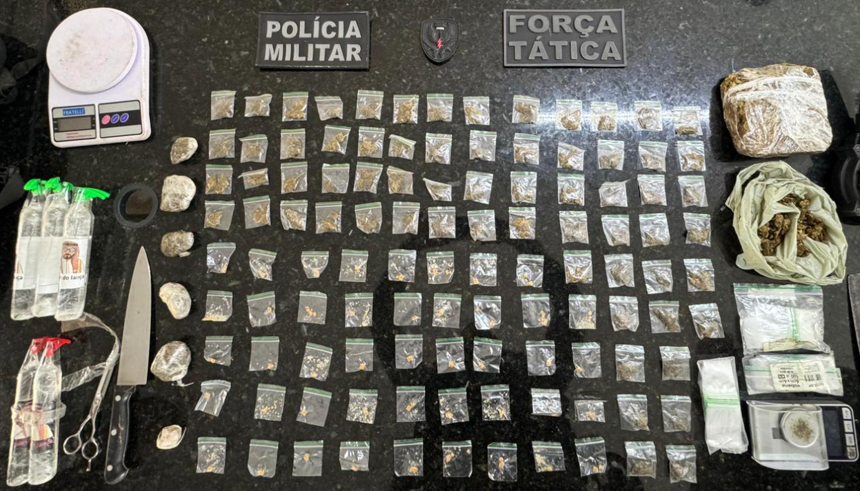Material apreendido pelos policiais. Foto: Divulgação/PM