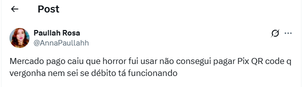 Usuários relatam problemas com o Pix pelas redes sociais. Foto: Print/X
