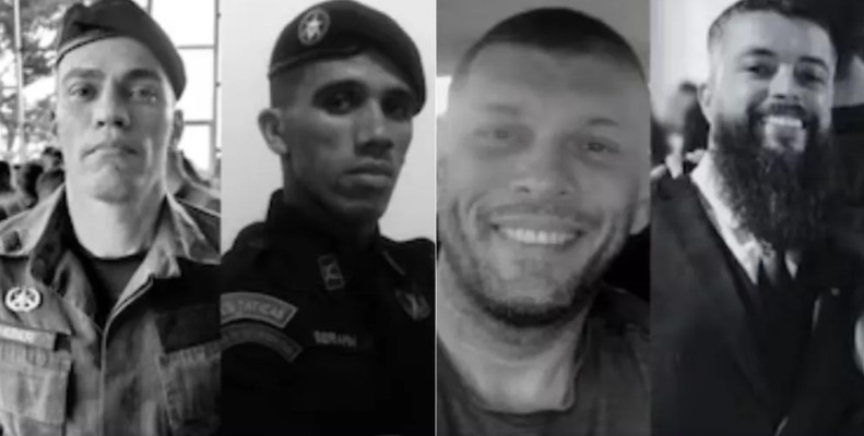 Policias mortos durante operação mais letal do Rio de Janeiro: Marcus Vinícius Cardoso de Carvalho, Rodrigo Velloso Cabral, PM Heber Carvalho da Fonseca, PM RG, Cleiton Serafim Gonçalves.