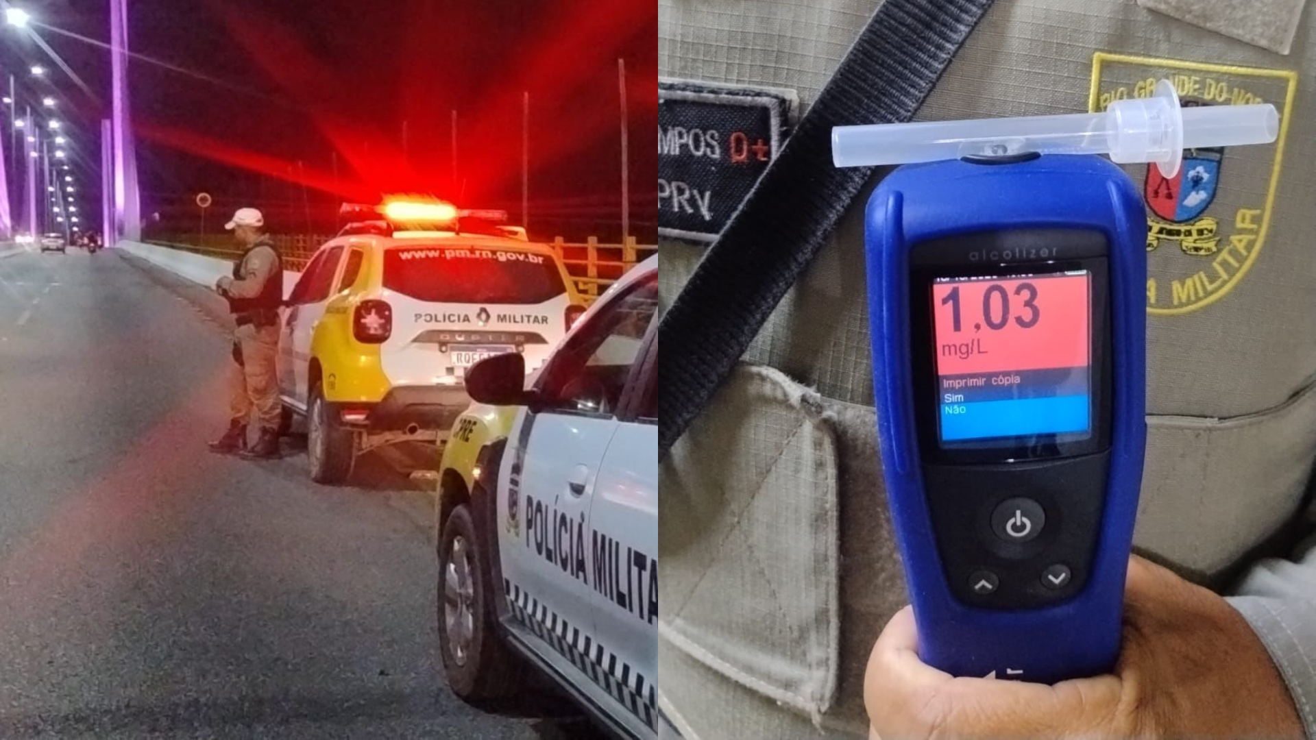 Polícia prende homem por dirigir embriagado e sem habilitação na Ponte Newton Navarro
