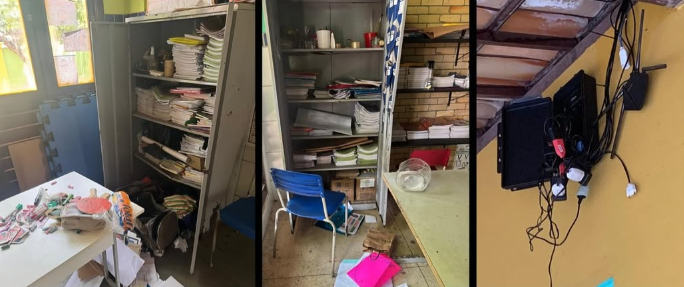 Atos de vandalismo registrado na escola. Foto: Reprodução/Redes sociais
