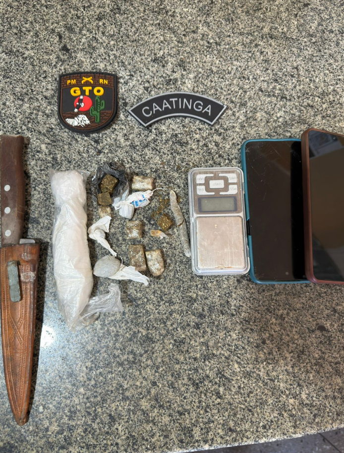 parte do material encontrado pela polícia. Foto: Reprodução/PMRN