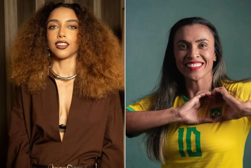 Alice Carvalho vai interpretar Marta em cinebiografia da futebolista - Foto: Reprodução/Instagram @carvalhoalice e @martavsilva10