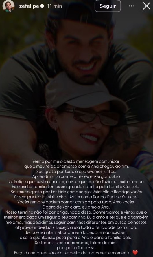 Imagem do Storys de Zé Felipe - Reprodução: Instagram