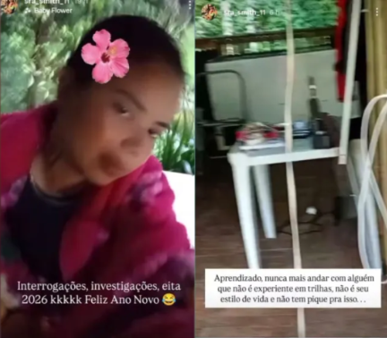 Quando as buscas por já tinham começado, em um story, Thayane publicou uma foto com uma frase: “Interrogações, investigações, eita 2026 kkkkk. Feliz Ano Novo”. Foto: Reprodução/Internet