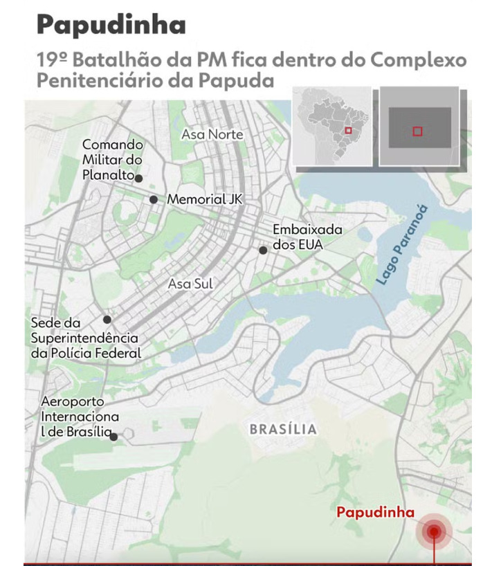 Núcleo de Custódia da Polícia Militar do Distrito Federal, conhecido como Papudinha, no Complexo Penitenciário da Papuda.