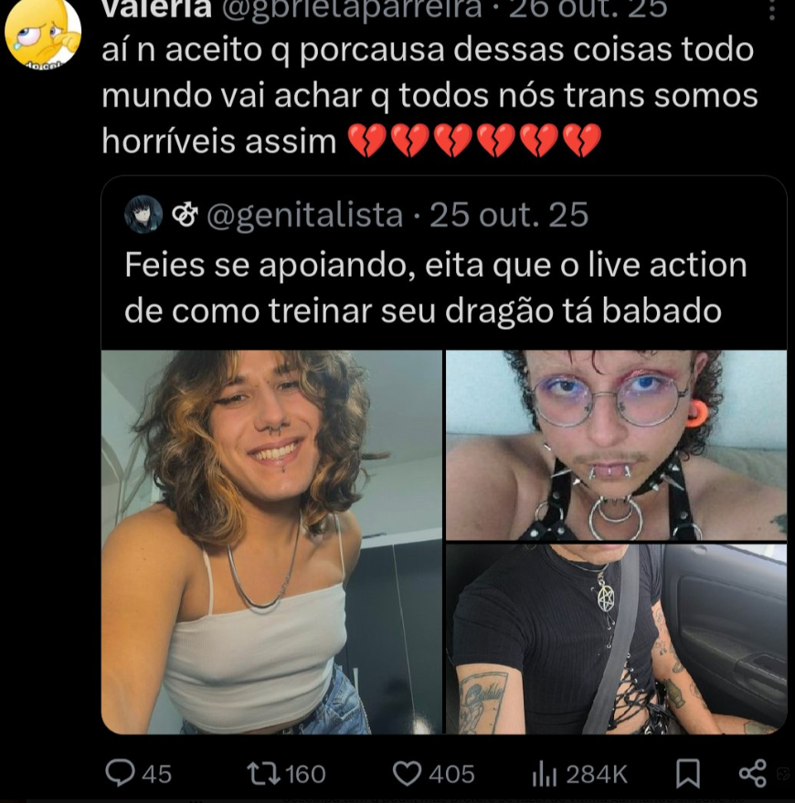 Comentário feito por Gabriela. Reprodução/Print X