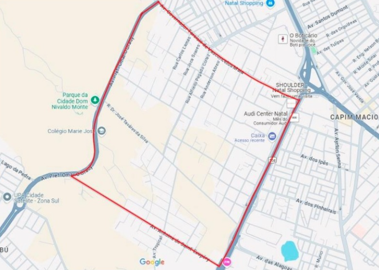 Mapa do novo bairro de Natal. Foto: Reprodução