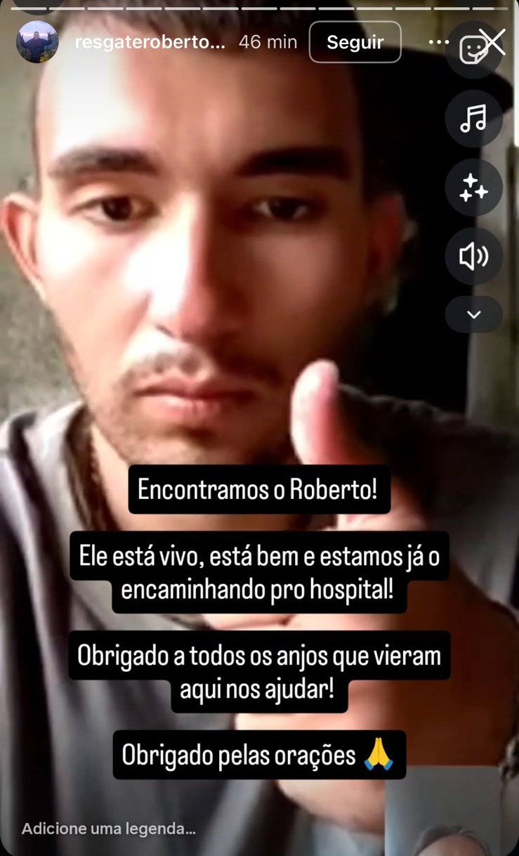 Parentes publicaram captura de tela da ligação com Roberto. Foto: Reprodução/@resgaterobetopicoparana