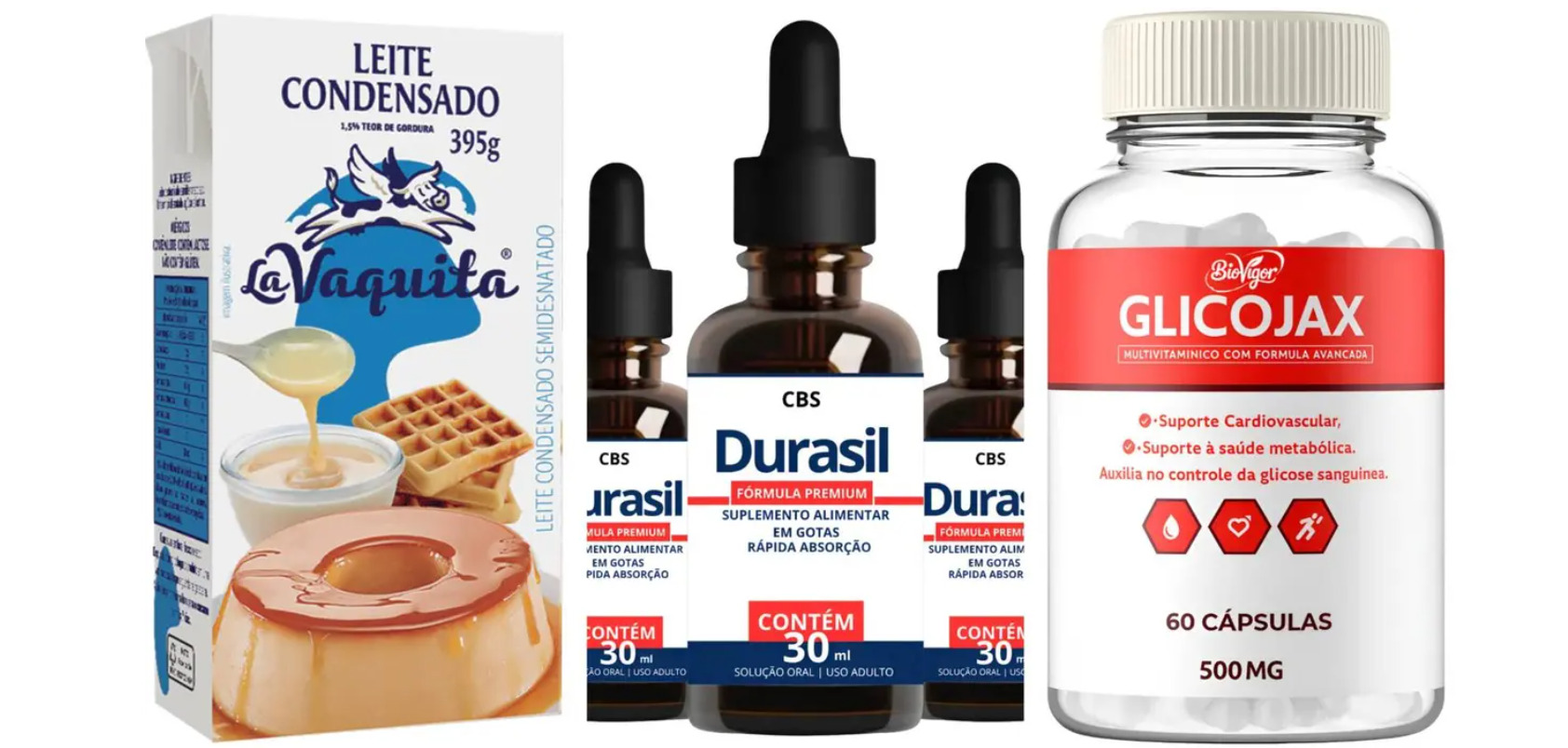 A agência também determinou a apreensão dos suplementos Glicojax e Durasil. Segundo a fiscalização, ambos têm fabricante de origem desconhecida e utilizam alegações terapêuticas sem comprovação científica.
