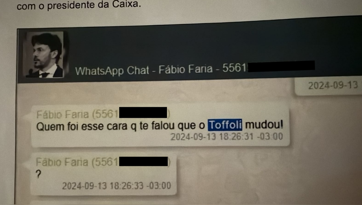 Mensagens recuperadas pela PF entre Fábio e Vorcaro. Foto: Reprodução/Metrópoles 