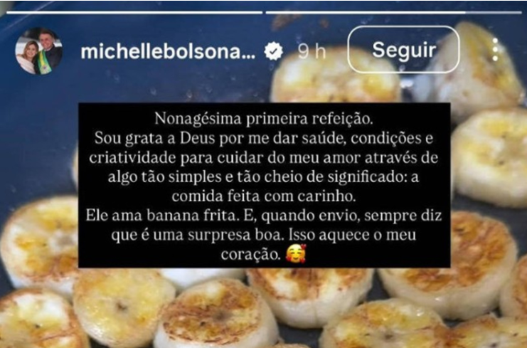 Post fritando bananas foi publicado em rede social de Michelle. Foto: Reprodução/Instagram