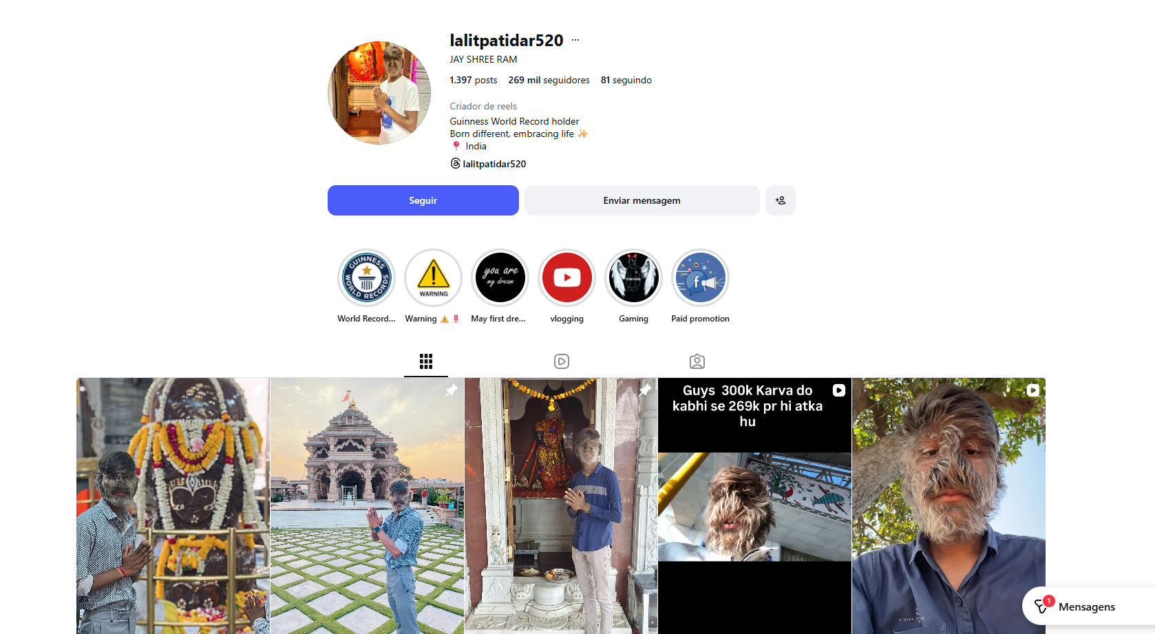 O jovem se tornou influenciador digital e compartilha a rotina com seguidores ao redor do mundo.