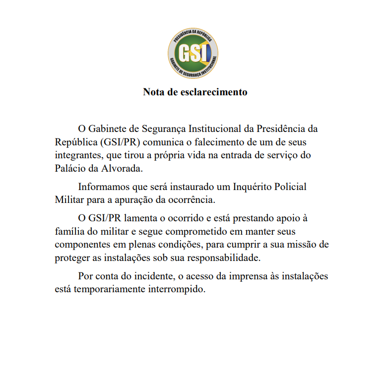 Comunicado da Secom. Reprodução/Internet