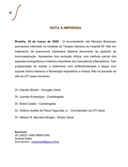 Boletim divulgado pelo hospital. Foto: Divulgação