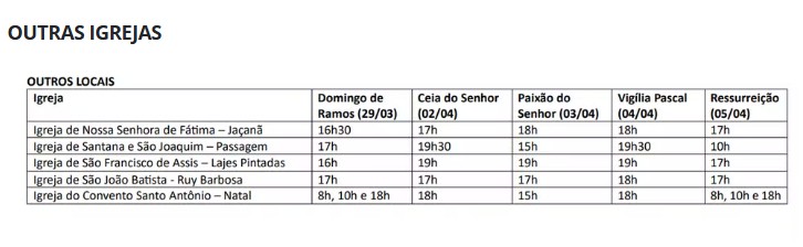 Missas semana santa