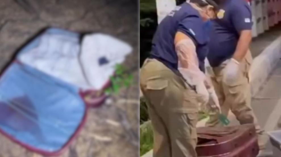 Polícia Civil investigou mala com corpo de mulher encontrada às margens do rio no dia do ocorrido. Foto: Reprodução