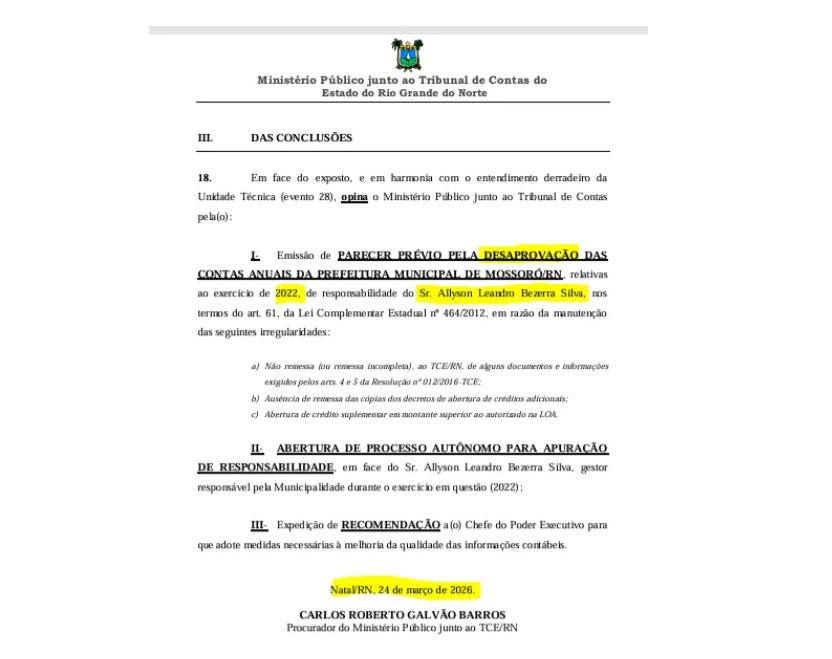 Entre os pontos mais sensíveis identificados está o volume elevado de créditos suplementares abertos ao longo do exercício, acima do limite autorizado pela Lei Orçamentária Anual (LOA).
