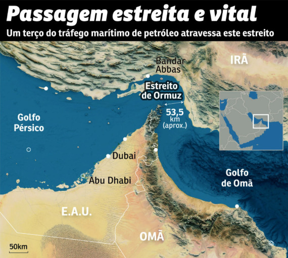 O Estreito de Ormuz é considerado um ponto crítico para o comércio global de energia.