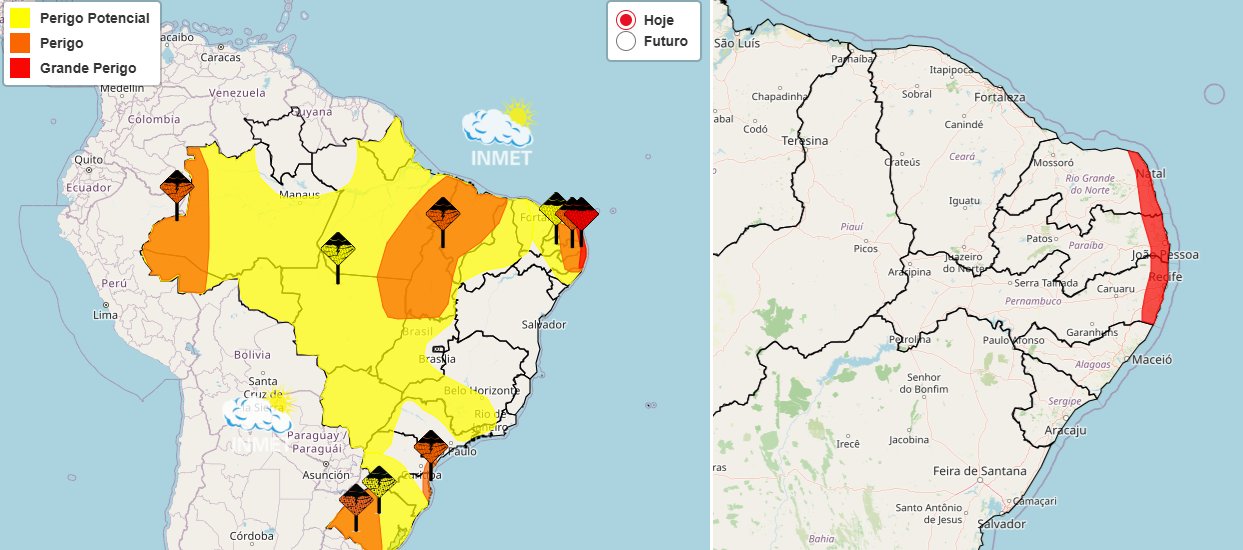 Áreas Afetadas: Metropolitana de Recife, Mata Pernambucana, Mata Paraibana, Agreste Paraibano, Leste Potiguar, Agreste Potiguar