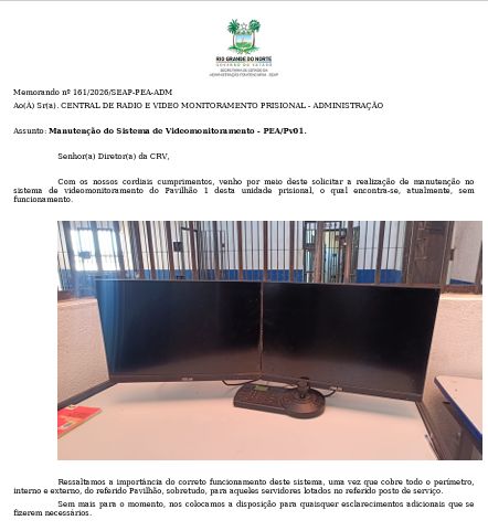 Documento enviado ao Estado sobre falhas na penitenciária de Alcaçuz