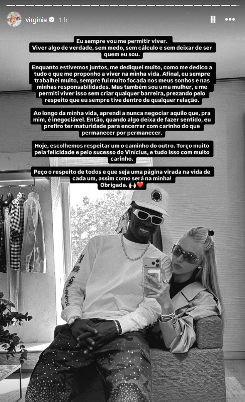 Texto foi publicado no perfil da influenciadora. Foto: Reprodução/Instagram