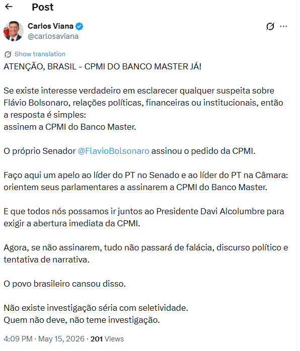 Publicação no X. Reprodução: X