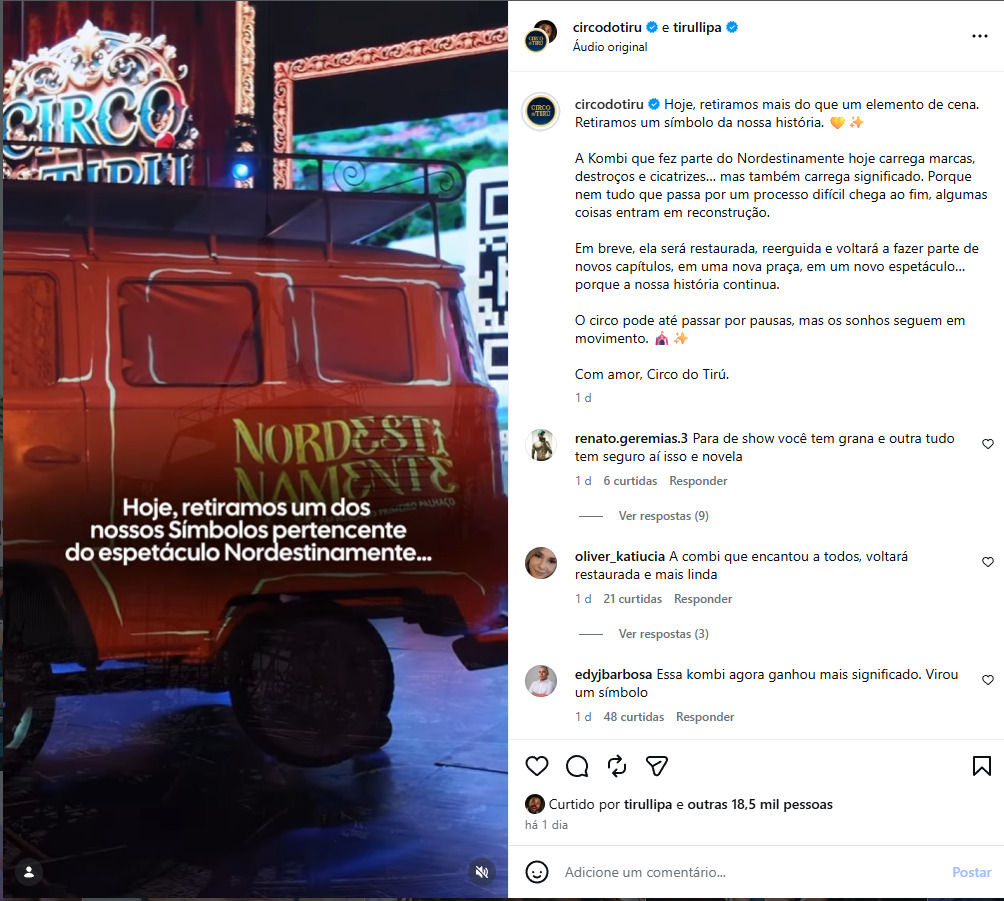 O anúncio da restauração gerou repercussão positiva entre fãs e admiradores do circo, que manifestaram apoio à reconstrução do cenário após o incêndio.