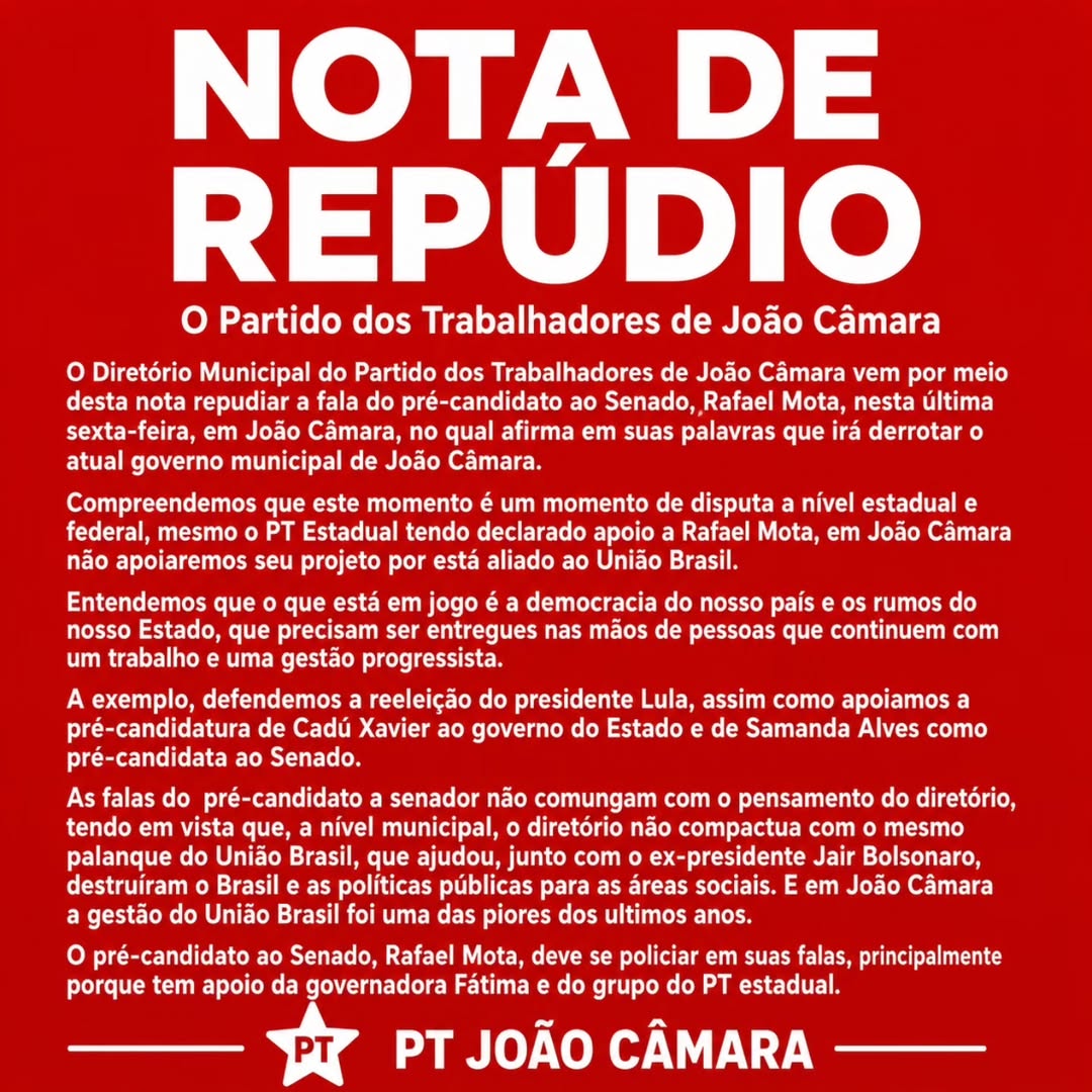 Na nota oficial de repúdio, os dirigentes petistas locais subiram o tom