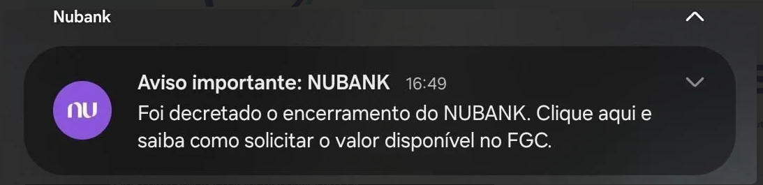 Mensagem que alguns usuários receberam. Reprodução/Internet