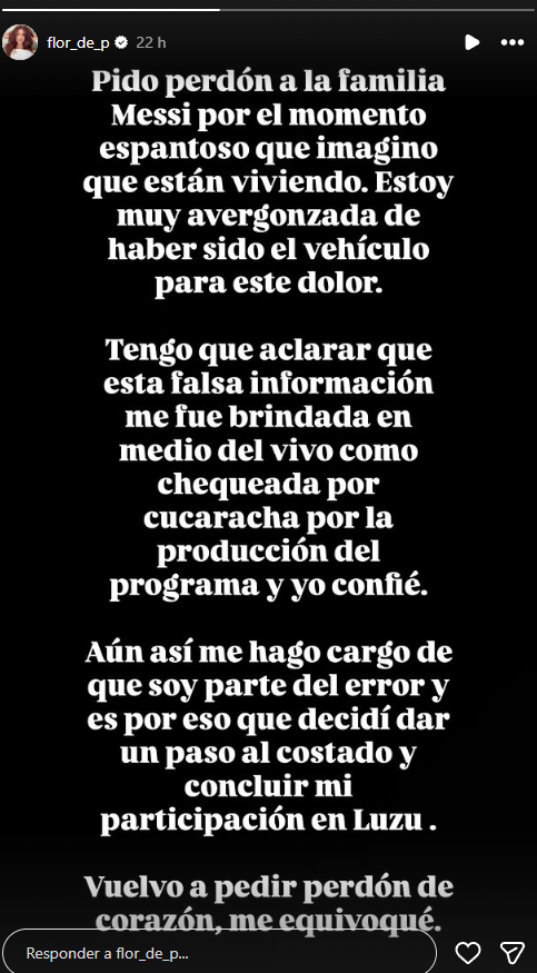 Pronunciamento da apresentadora após o ocorrido. Foto: Print/Instagram
