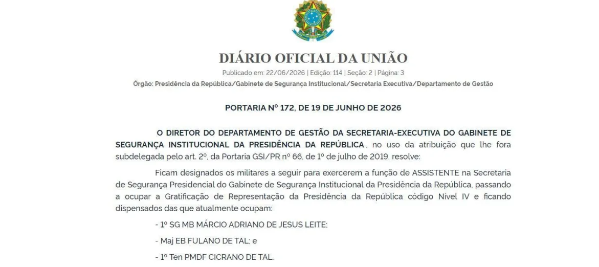 Reprodução/Diário Oficial da União