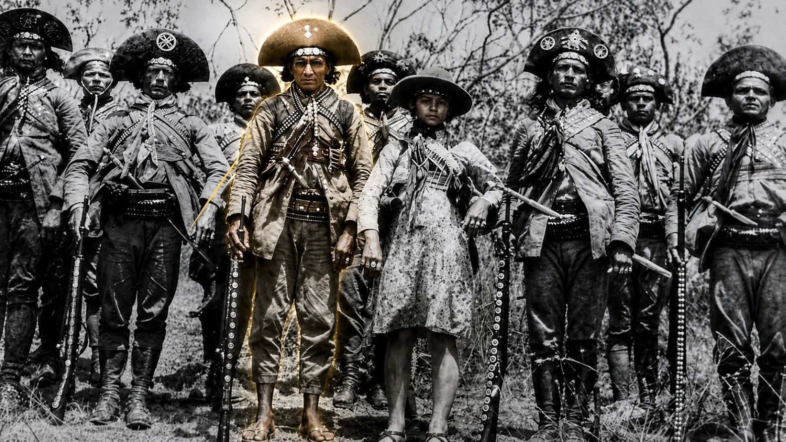Lampião (em destaque) e seu bando de cangaceiros
