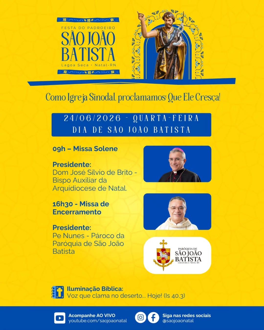 Missa de enferramento festa São João Batista -Arquidiocese Natal