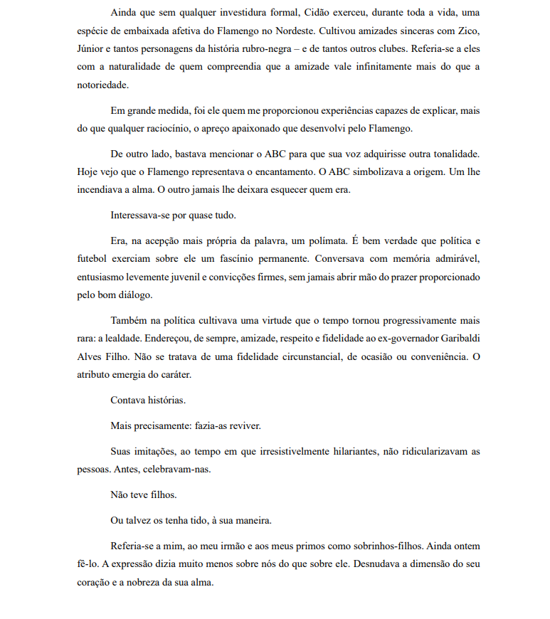 Trecho da carta publicada pelo juiz Bruno. Foto: Reprodução