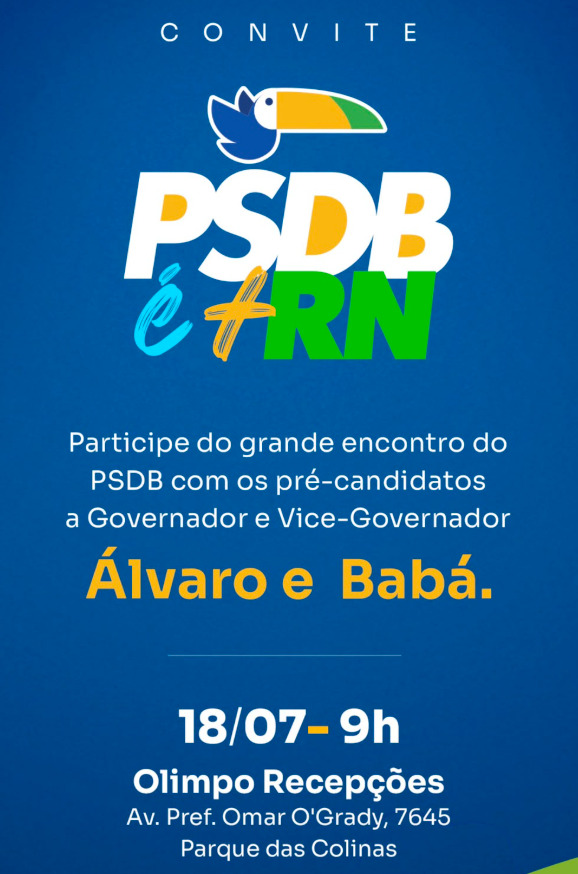 O anúncio será feito durante um grande evento na casa de recepções Olimpo, em Natal, organizado pela pré-campanha de Álvaro Dias.