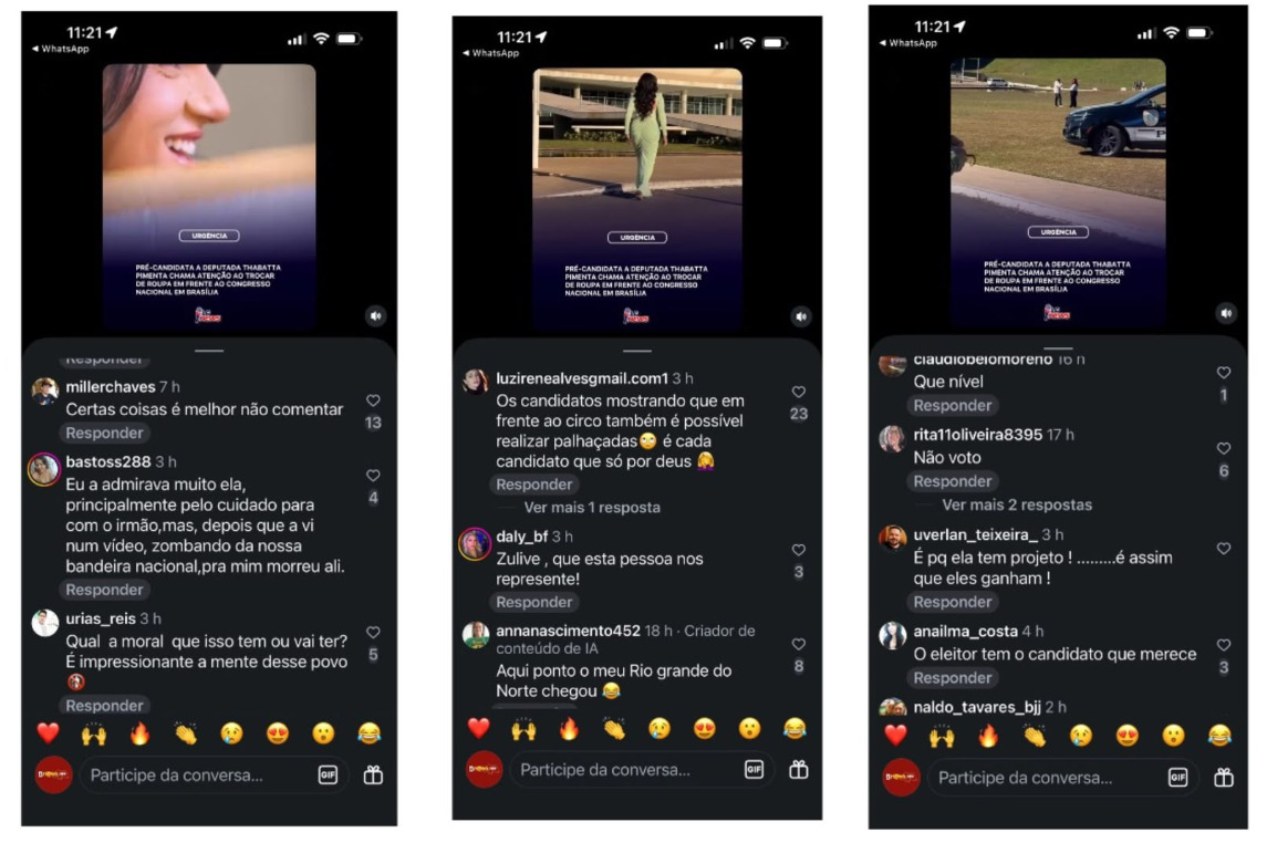 O vídeo rapidamente passou a ser compartilhado por diversos perfis nas redes sociais, ampliando seu alcance e gerando diferentes reações.