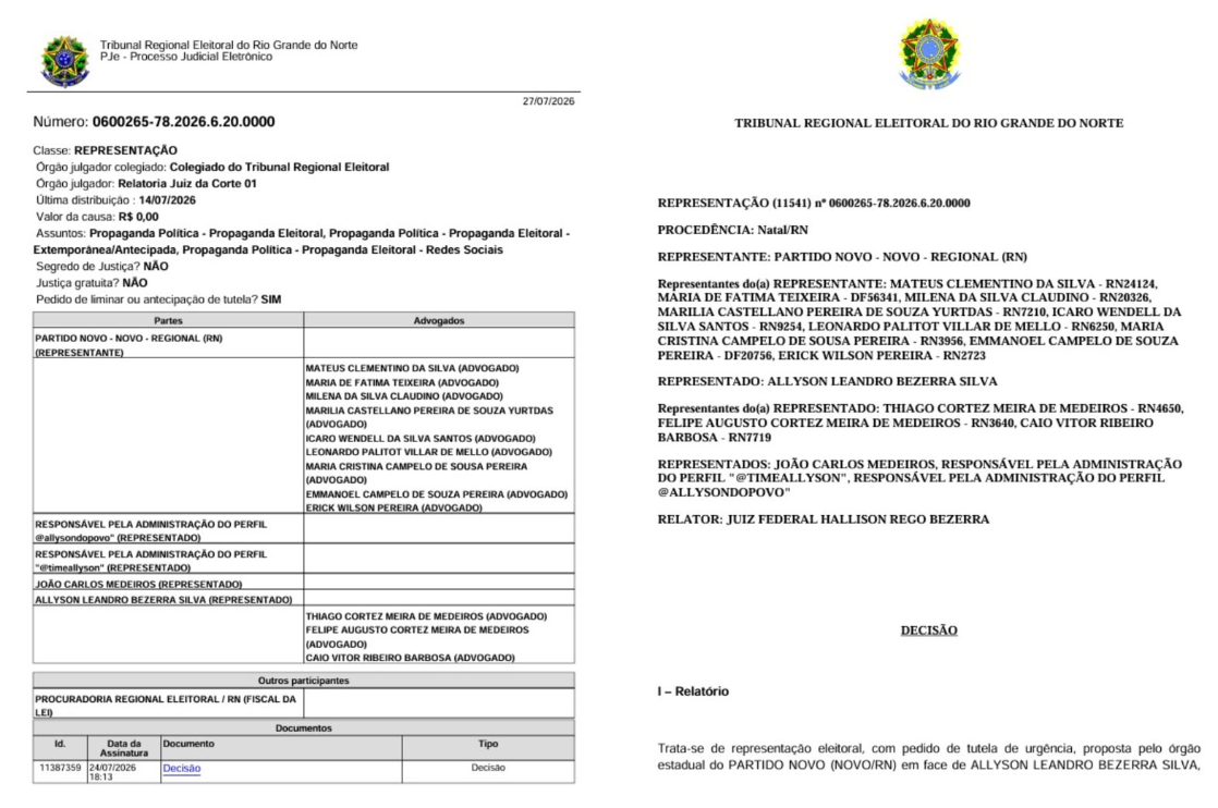 Ao fundamentar a medida, o juiz destacou que os elementos reunidos no processo indicam a existência de publicações com conteúdo que extrapola os limites permitidos durante a pré-campanha.