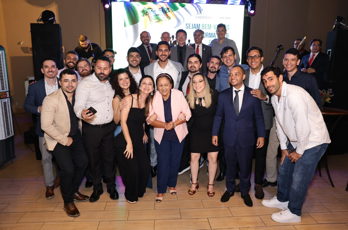 Festa de boas-vindas realizada pela Asfarn e Sindifern, no Chaplin Recepções, e que contou com a presença da governadora do estado, Fátima Bezerra.