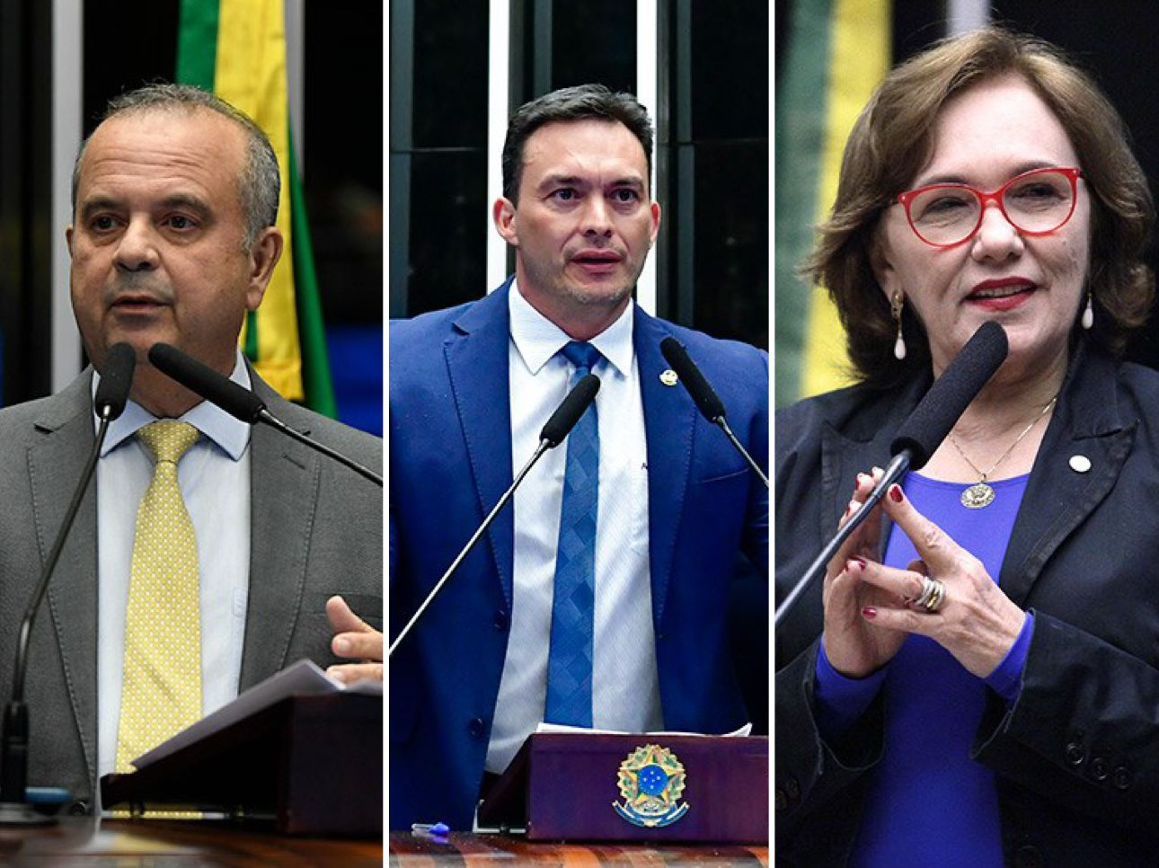 Da esquerda para a direita: Rogério Marinho, Styvenson Valentim e Zenaide Maia - Foto: montagem/Agência Senado