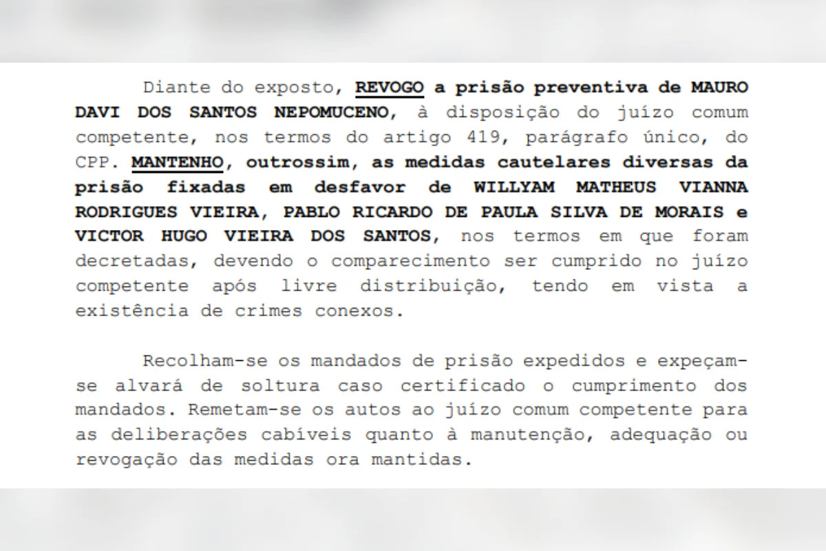 A magistrada determinou a remessa dos autos para uma Vara Criminal comum, uma vez que não há mais a figura de crime doloso contra a vida.