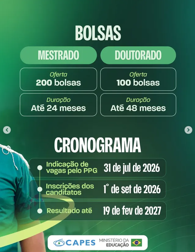 Embora o primeiro edital esteja concentrado na formação em mestrado e doutorado, o PDAI possui uma estrutura mais ampla.