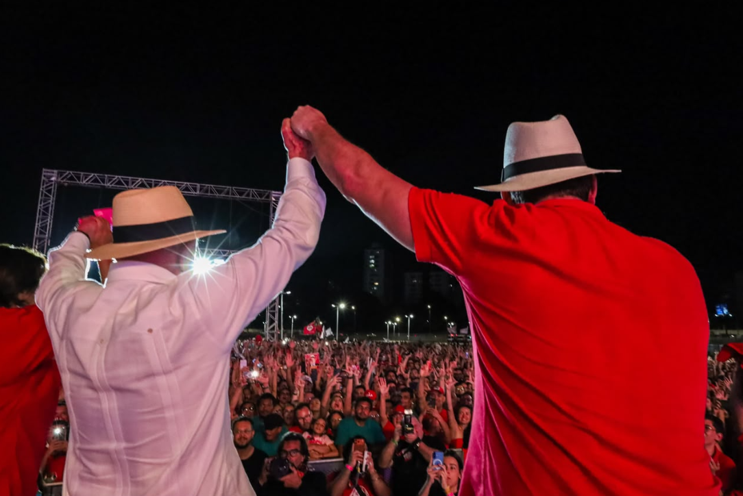 Lula e Cadu, em ato político em Natal.