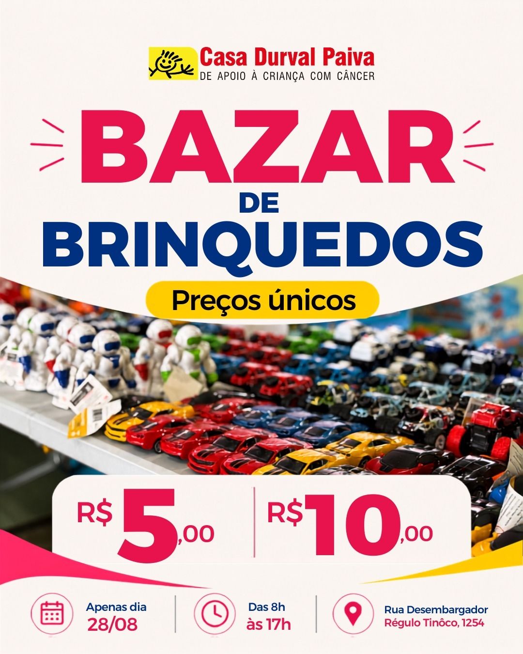 Bazar em Natal coloca brinquedos por R$ 5 e R$ 10 e ajuda crianças em tratamento