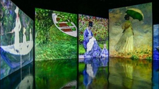 A exposição ocupa um espaço de 800 m² e foi estruturada para que o visitante não apenas observe obras ou reproduções, mas percorra diferentes ambientes relacionados à história e à produção artística de Monet.